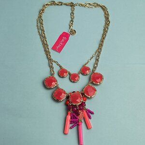 Lilly Pulitzer Statement Necklace 2 Strand Tassel Beads Waterside Amaren…